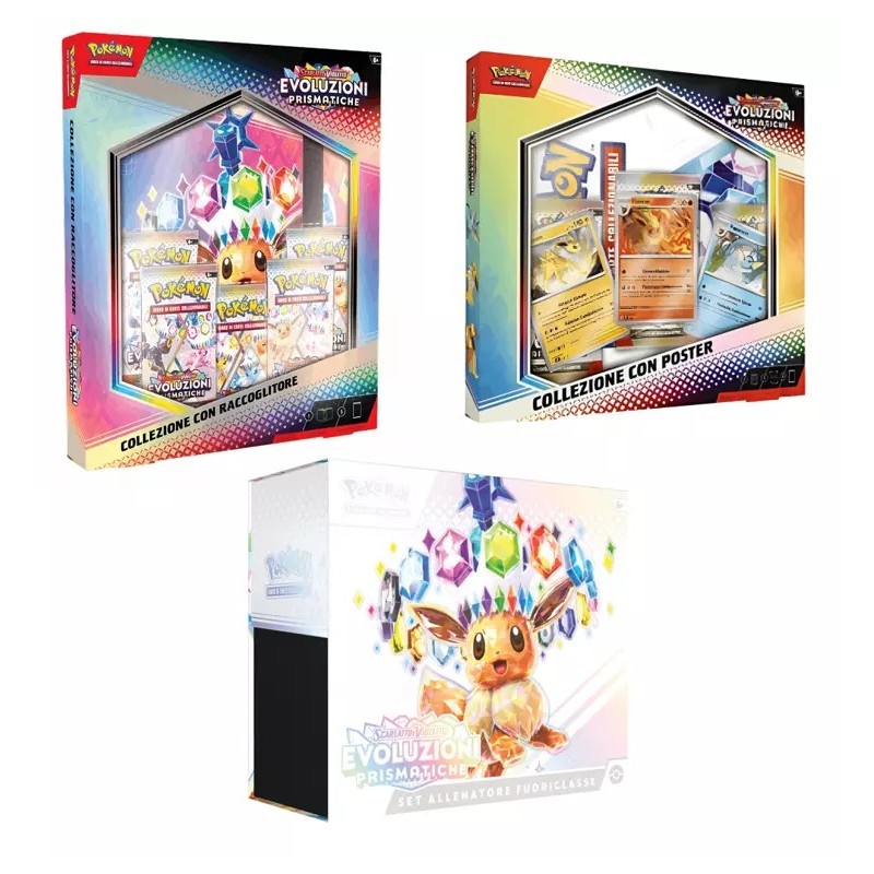 Pokémon Evoluzioni Prismatiche Set allenatore, Collezione con poster e collezione con raccoglitore